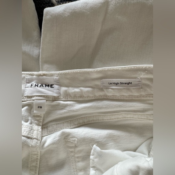 FRAME Le High Straight White Fray Jeans Size 28 - Picture 6 of 15